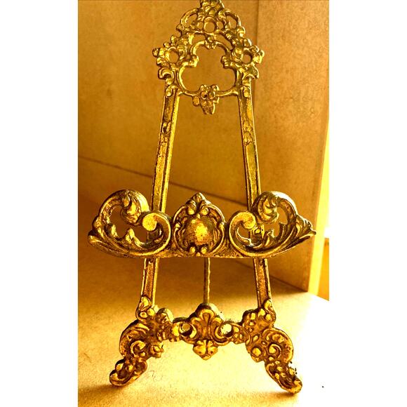 Vintage Art Display Easel Ornate Brass Metal Picture Stand 8.5” Andrea By Sadek - Picture 11 of 11